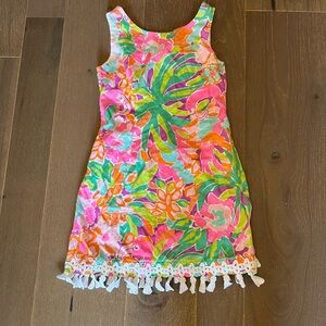 Lily Pulitzer sleeveless dress girls size 10 GUC floral flamingo pattern